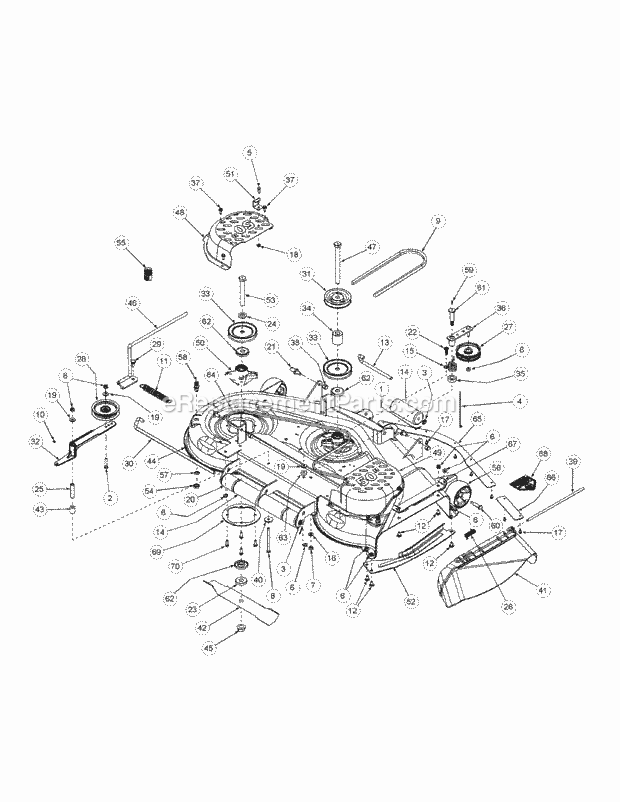 Formed Cutter Deck (618-04426 Spindle) Diagram and Parts List for M50-KHS 53BB5BBP750 Cub Cadet Sprayer